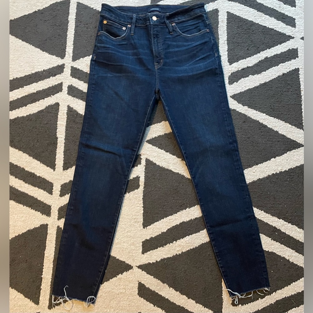 Like new! J.Crew curvy toothpick jeans - raw hem, dark denim (30)